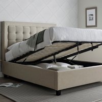 Brandon Oatmeal Fabric Ottoman Bed - Oatmeal / Double