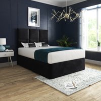 Caprio Upholserted Floorstanding Headboard With Divan Bed Frame  Black  Superking | Bed Sava
