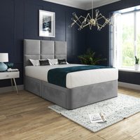 Caprio Upholserted Floorstanding Headboard With Divan Bed Frame  Grey  Small Double | Bed Sava