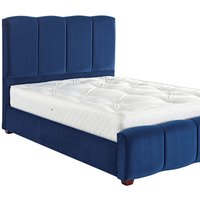 Chloe Panel Luxury Crushed Velvet Upholstered Bed Frame - Blue / Superking