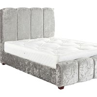 Chloe Panel Luxury Crushed Velvet Upholstered Bed Frame - Pewter / King