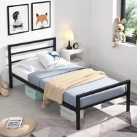 City Black Metal Bed Frame Only  With Metal Rod Base  Black  Single | Bed Sava