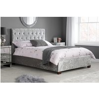 Cologne Double Bed  Steel Crushed Velvet | Bed Sava