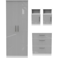 Contrast Ready Assembled Four Piece Bedroom Set - Light Grey / White