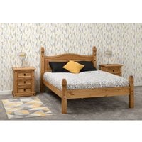 Corona 46 Double Low Foot End Bed  Distressed Waxed Pine | Bed Sava