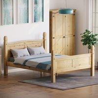 Corona Solid Pine Wood Bed Frame  Pine  High Foot End  King | Bed Sava