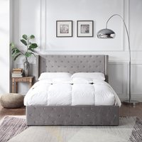Darcy Ottoman Bed - Brushed velvet grey / Double