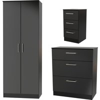 Devon Ready Assembled 3 Piece Bedroom Set - Black Matt / 6