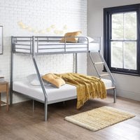 Double Bunk Bed Metal Triple Sleeper Silver - Silver / 1 Single Mattress