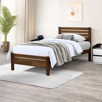 Dylan Solid Rubber Wood Single Bed Frame - Walnut