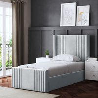 Elara Winged Ottoman Panel Bed with Headboard  SILVER  Superking | Bed Sava