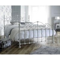Elizabeth Traditional Victorian Style Metal Bed Frame - Cream / King