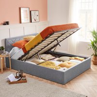 Etched Ottoman Storage Bed - Grey / Small Double / Frame Only
