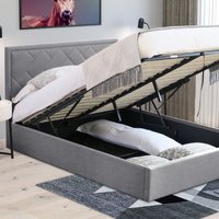 Fabric Grey Ottoman Bed Frame - Light Grey  / Double