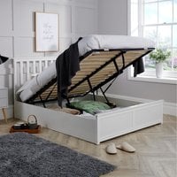 Florida Wooden Ottoman End Gas Lift Storage Bed Frame King   - White