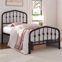 Metal Bed Frame with Arched Headboard - Black / Single