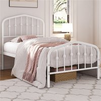 Metal Bed Frame with Arched Headboard - White / Single