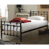 Oxford Vintage Metal Bed with Chrome Spun Finials - Black / Small Single