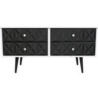 Pixel Ready Assembled 4 Drawer Bed Box - Deep Black & White Matt