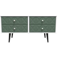 Pixel Ready Assembled 4 Drawer Bed Box - Labrador Green & White