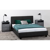 Prado 4'6" Double Bed Frame - Black Faux Leather