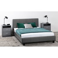 Prado 4'6" Double Bed Frame - Grey Faux Leather