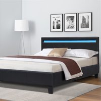 Prado Faux Leather LED Bedframe  - Black / Single