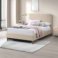 Romy Recycled Fabric Upholstered King Size Bed Frame - Cream