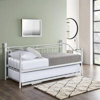 Single Metal Trundle Day Bed White - White / Trundle Bed