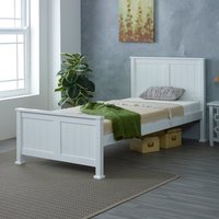 Solid White Wooden Madrid Bed Frame - Satin White / Single