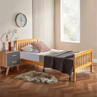 Solid Wooden Bed Frame Pine Wood - Brown / Single / No