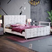 Valentina Fabric Bed - Crushed Velvet Silver / King