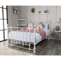 Victoria Elegant Traditional Metal Bed Frame - White / King