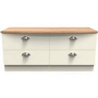 Victoria Ready Assembled 4 Drawer Bed Box - Cream Ash with Riviera Oak Top