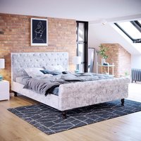 Violetta Fabric Bed - Crushed Velvet Silver / 232cm