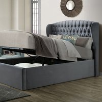Warwick Grey Velvet Ottoman Bed - Grey / King