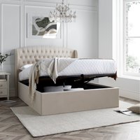 Warwick Natural Velvet Ottoman Bed - Natural / Double