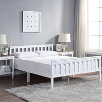 Wooden Bed Frame with Headboard - White