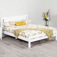 Wooden Slatted Glory Wooden Bed Frame - White / King