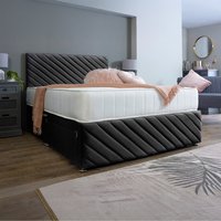 Divan Bed Base with Tokyo Headboard and Footboard - Black / Super King / 2x Drawers Same Side