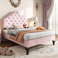 Upholstered Bed with Height adjustable Headboard  Pink  90cm | Bed Sava