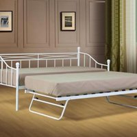 White Metal Day Bed With Trundle - Single