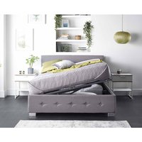 Aspire Side Opening Ottoman Storage Bed - Grey Linen Fabric / Superking / 205cm