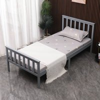WestWood Wood Single Bed With Footboard - Grey / Single