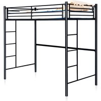 Costway Twin Metal Loft Bed Frame Heavy-duty Loft Bed  - Black