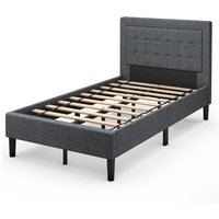 Upholstered Single Bed Frame with High Headboard  Grey | Bed Sava