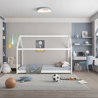 Children's House Mid Sleeper Bed with Mattress - White