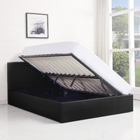 Ottoman Storage Leather Bed with Foam Mattress - Black / Single