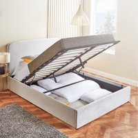 Velvet Ottoman Bed With Pocket Memory Foam Mattress - Grey / Small Double