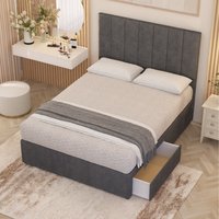 Austin Plush Velvet Divan Bed Set with 27cm Hybrid Pocket Mattress and Headboard - Charcoal